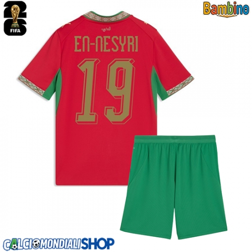Maglie da calcio Marocco Youssef En-Nesyri #19 Prima Maglia Bambino Mondiali 2026  Manica Corta (+ Pantaloni corti)